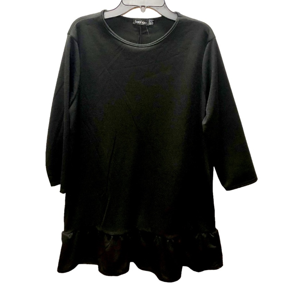 BooHoo Women’s Black Peplum Flare Hem Tunic Top, Size 10
